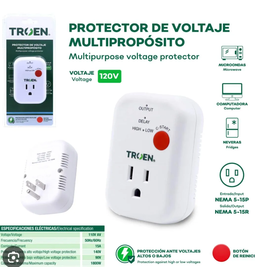 PROTECTOR DE VOLTAJE 120V 15A MULTIPROPOSITO