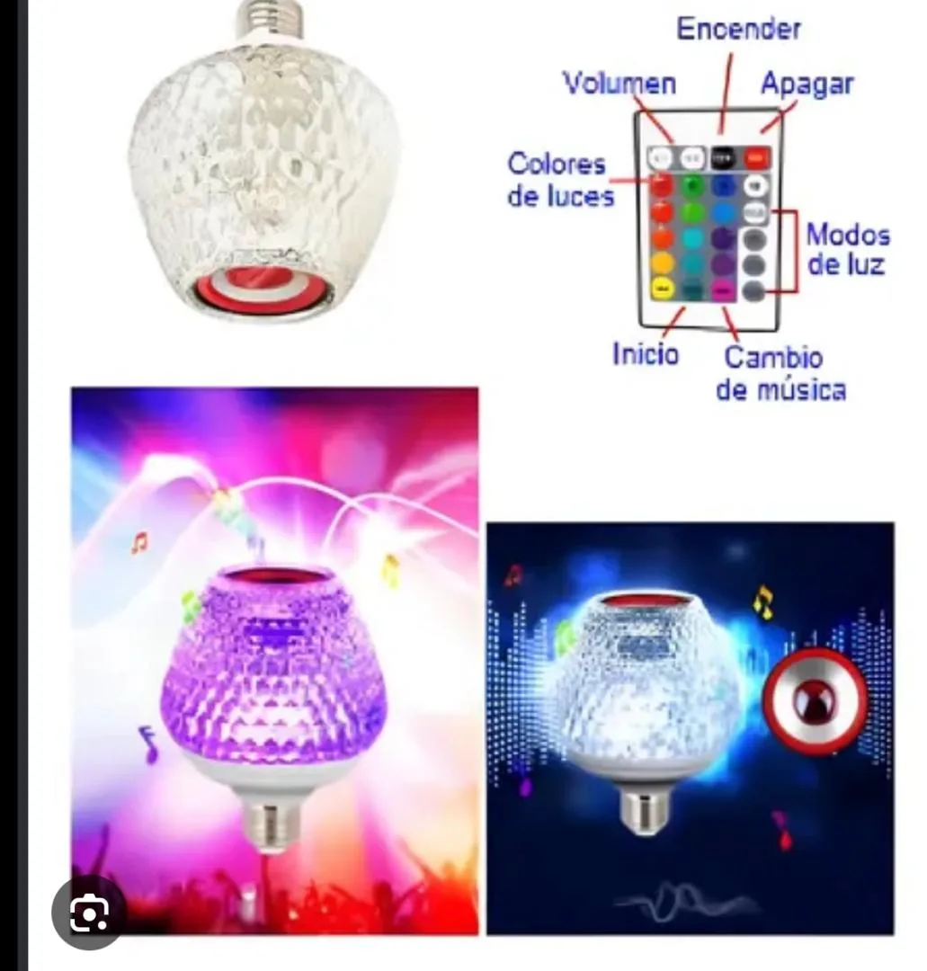 BOMBILLO LED RGB COLORES FRESA C/BLUETOOTH 18W